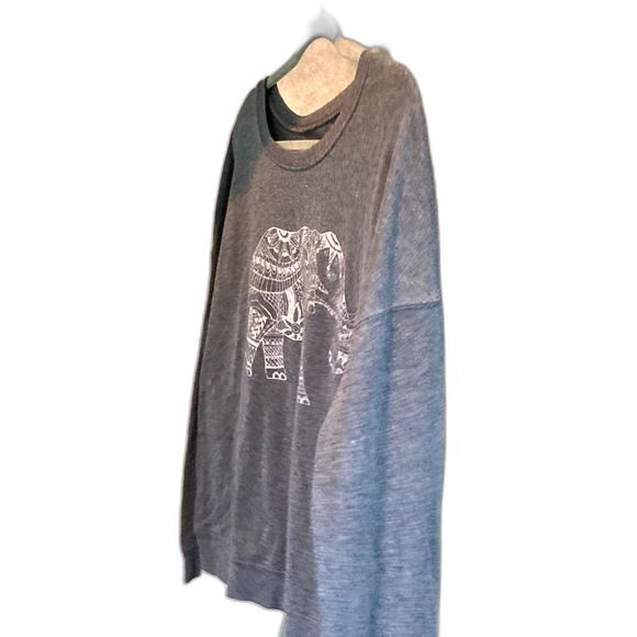 Zoe+ Liv ELEPHANT Gray Blue Sweatshirt Pullover Lightweight Fleece XL - Picture 8 of 10